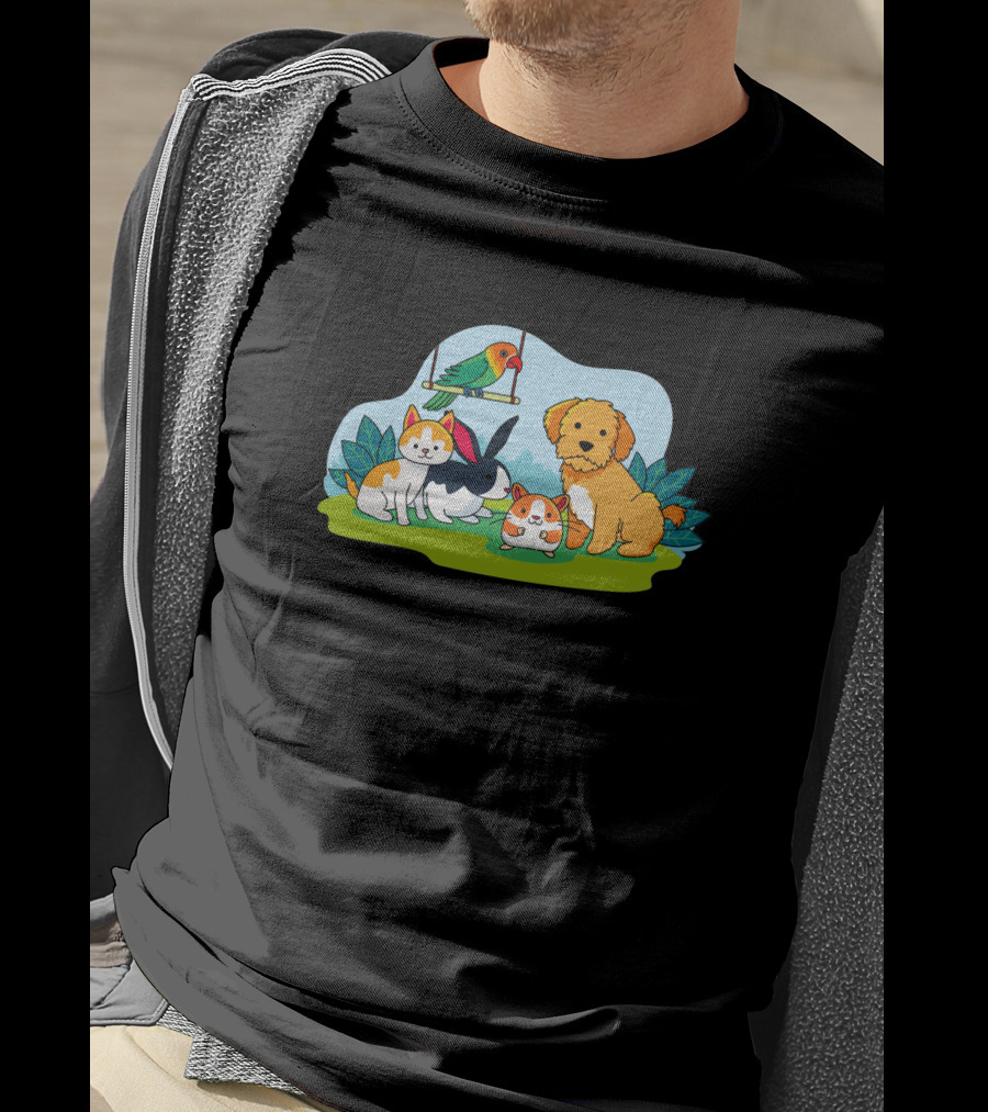 Animal Lucu Kucing Kelinci Anjing Burung 1473433 T-Shirt