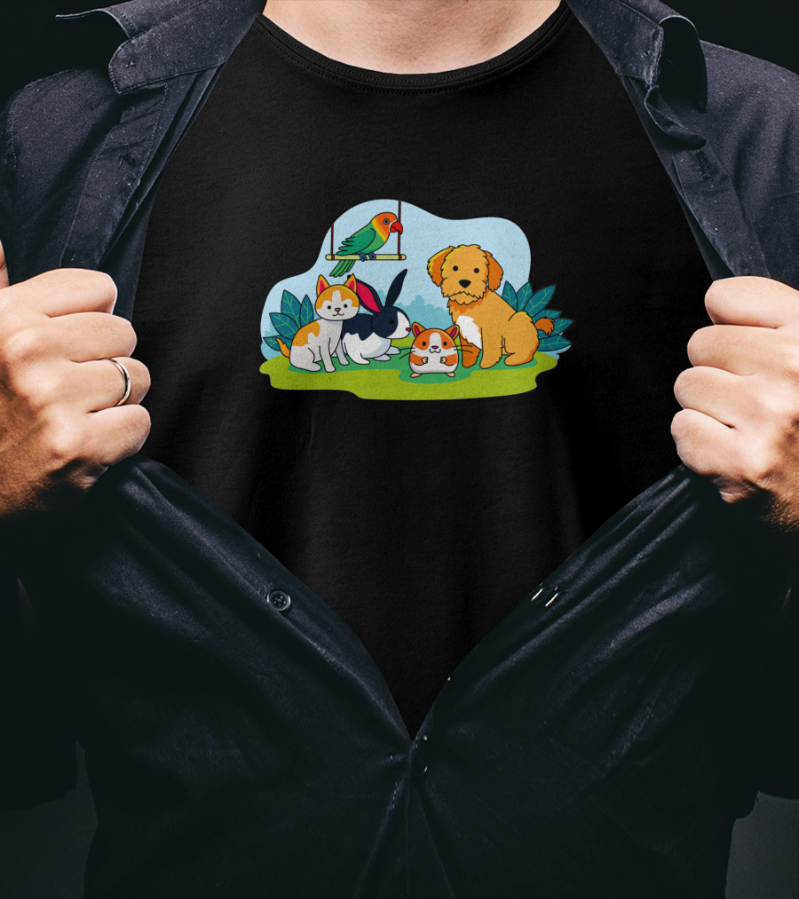 Animal Lucu Kucing Kelinci Anjing Burung 1473433 T-Shirt