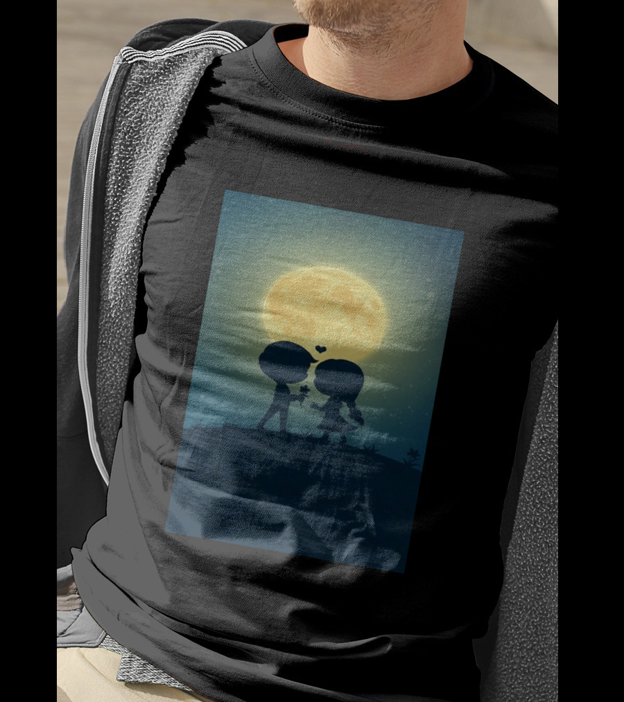 Anime 410328 Silhouette Couple Full Moon Romance T-Shirt