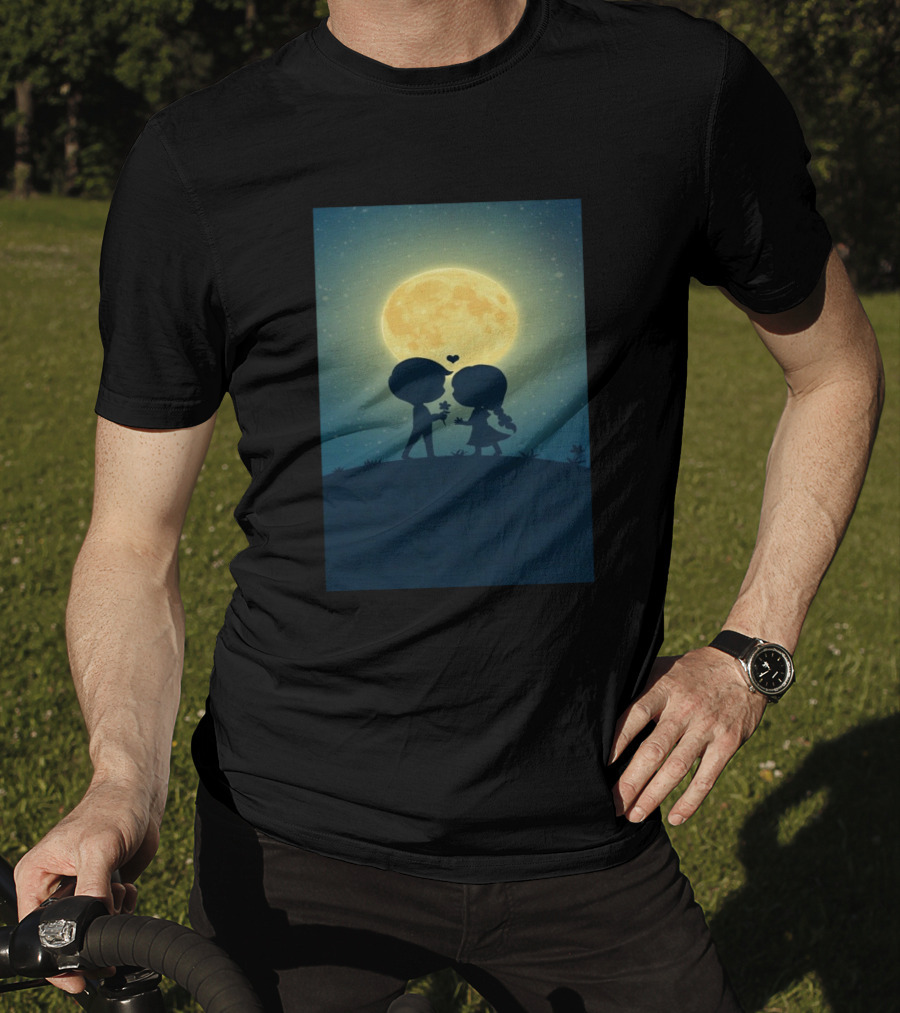 Anime 410328 Silhouette Couple Full Moon Romance T-Shirt