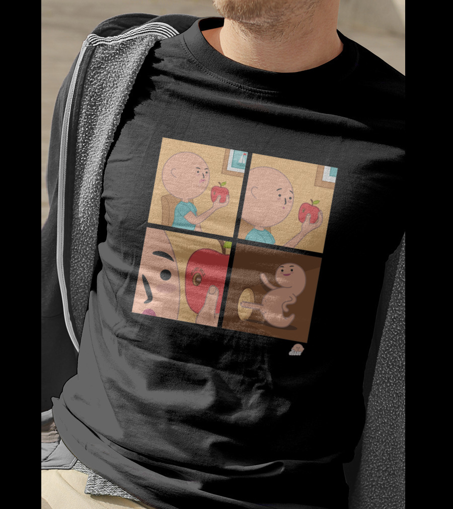 Apple Eating Surprised Baby Escape Comic T-Shirt