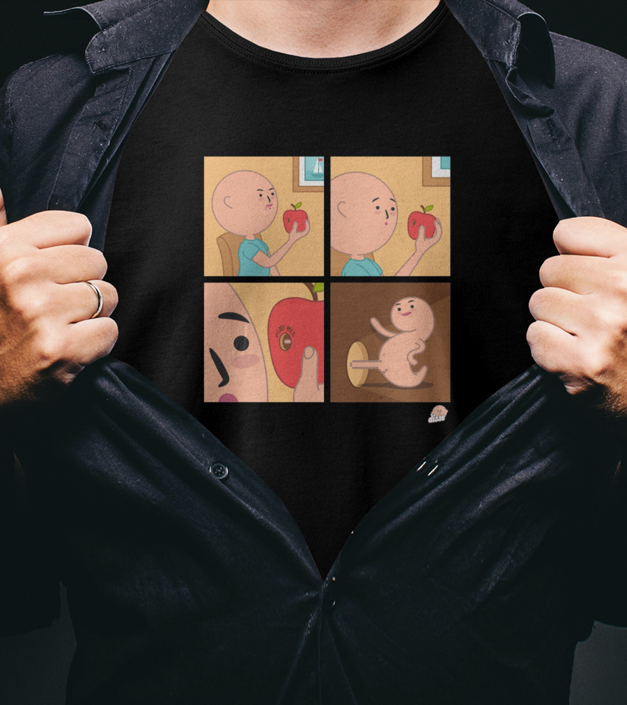 Apple Eating Surprised Baby Escape Comic T-Shirt