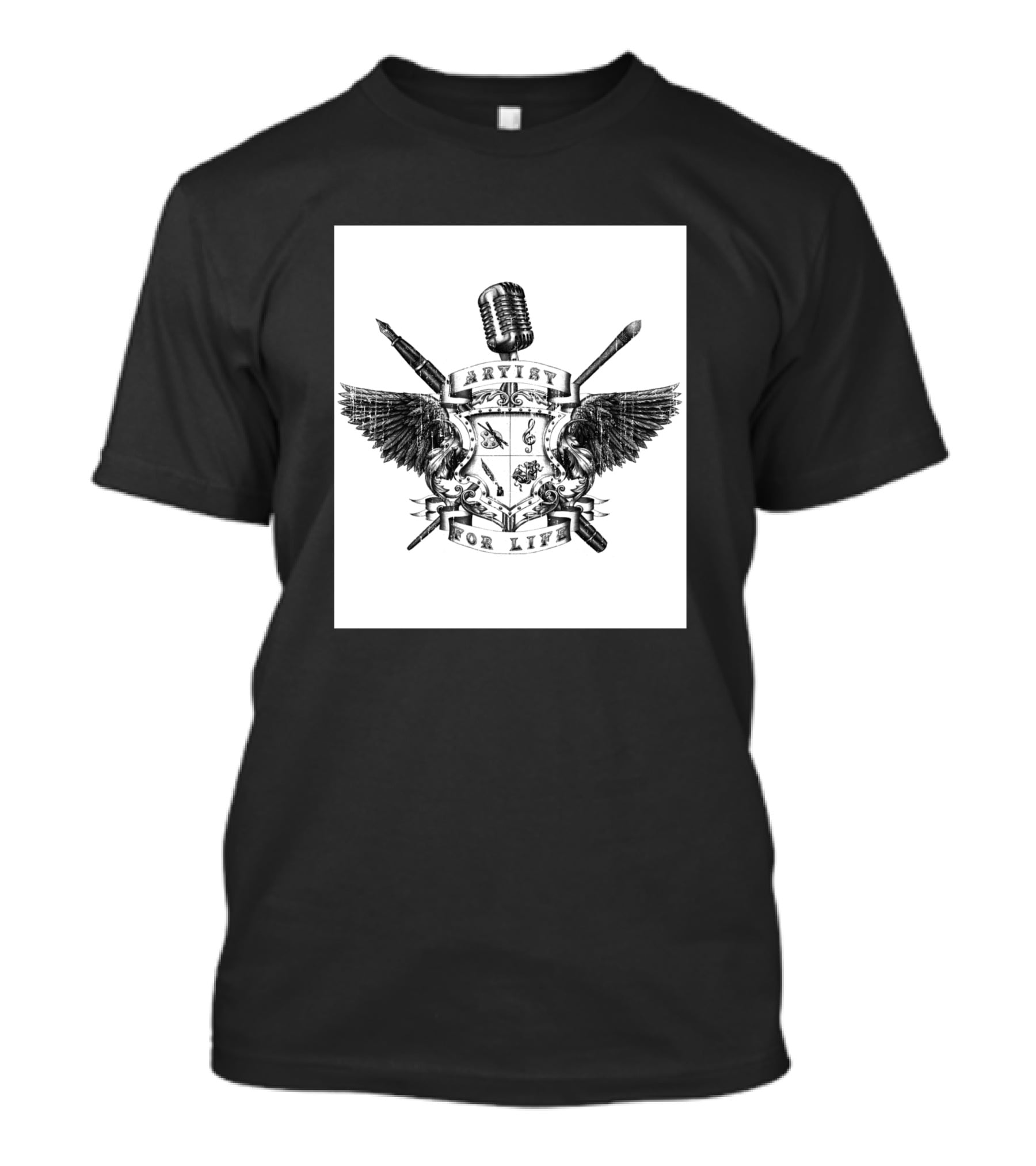 Artist For Life Microphone Brush Wings Shield 234592 T-Shirt