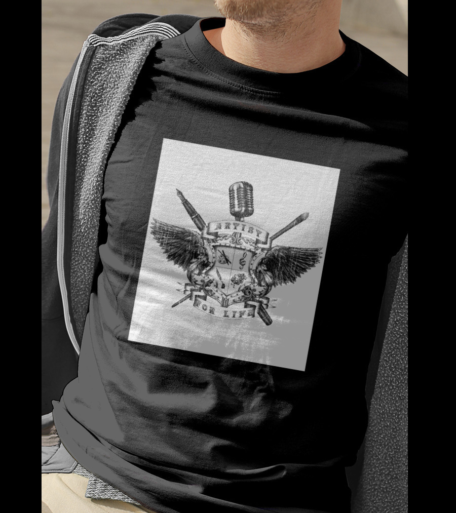 Artist For Life Microphone Brush Wings Shield 234592 T-Shirt