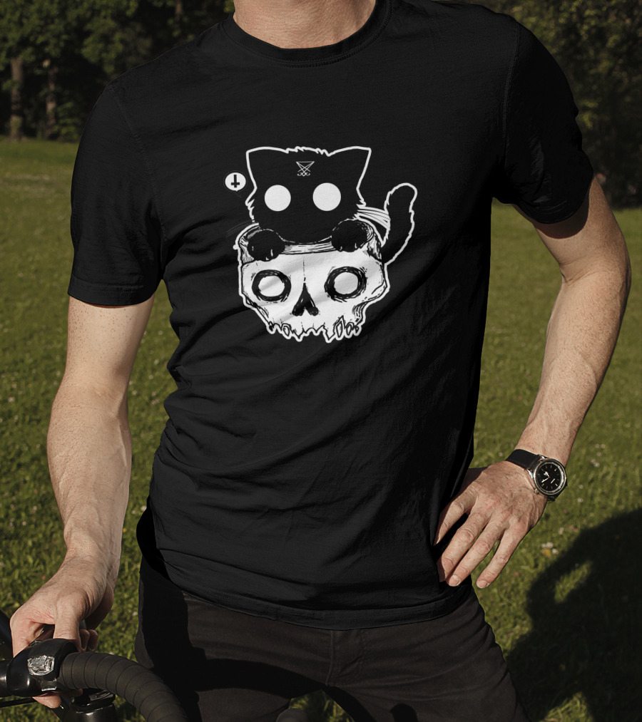 Bad Kitty With Skull And X Symbol Eyes T-Shirt