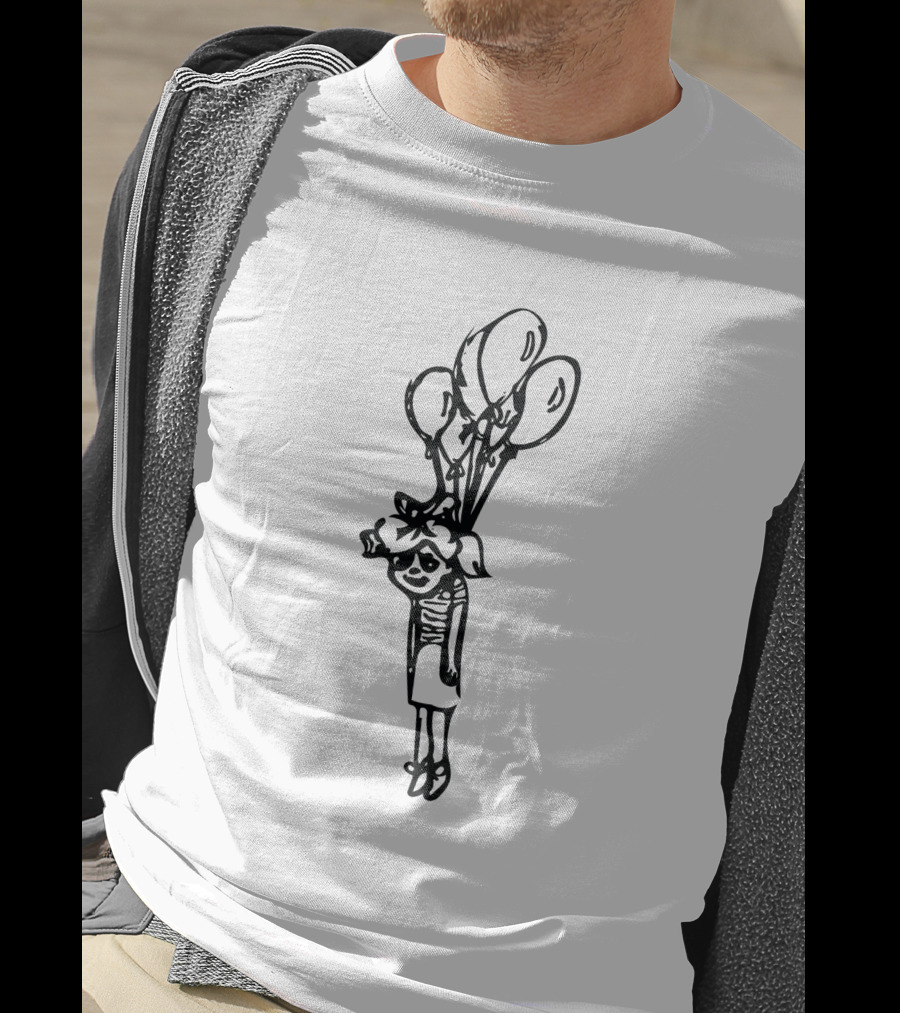 Balloon Girl With Balloons Floating Sketch 370939 T-Shirt