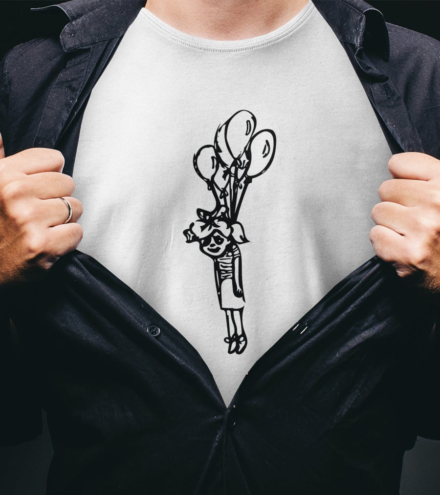 Balloon Girl With Balloons Floating Sketch 370939 T-Shirt