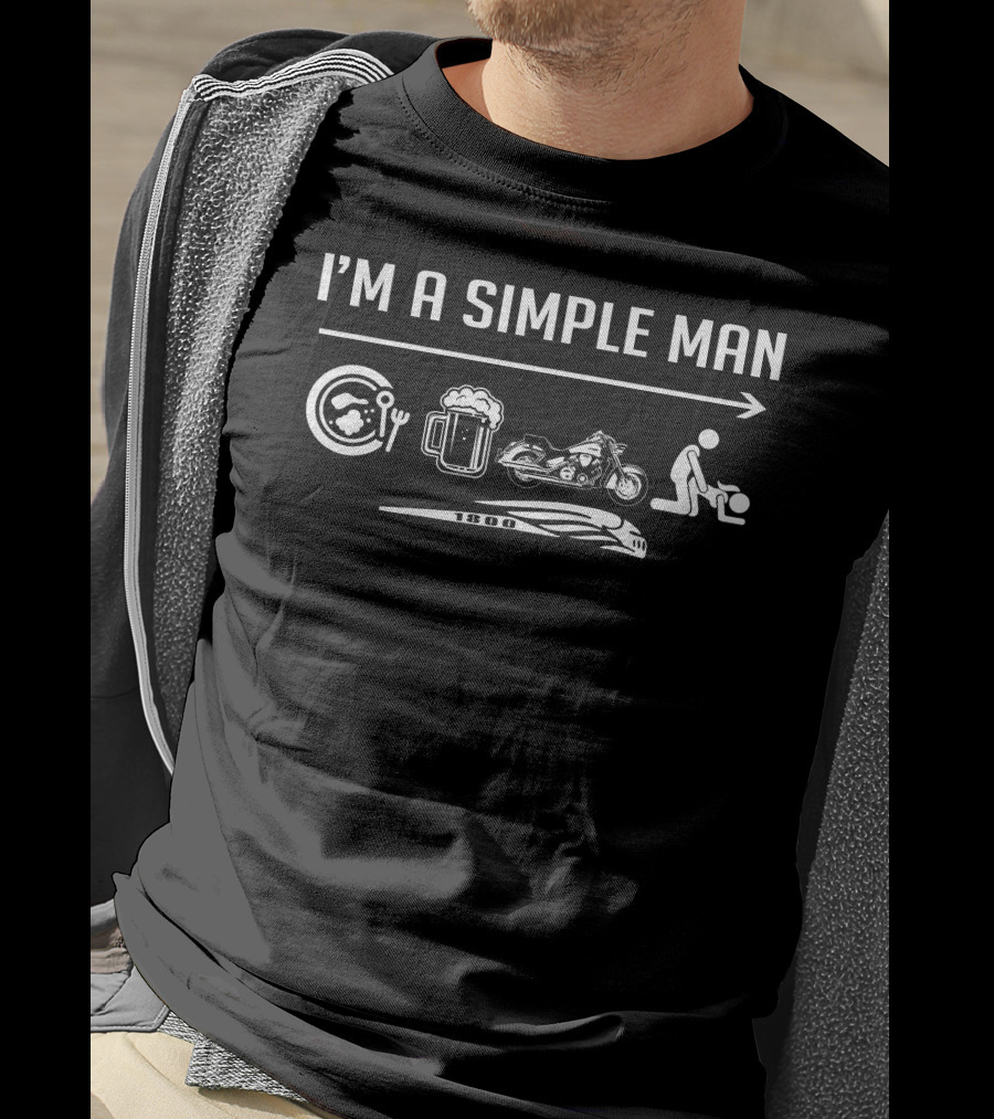 I'm A Simple Man 1800 Motorcycle Food Beer Icons T-Shirt