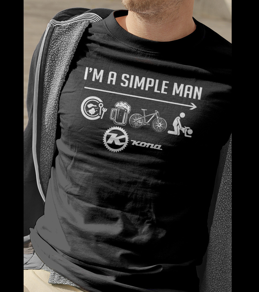 I'M A SIMPLE MAN Kona Bike Beer Food Icons T-Shirt