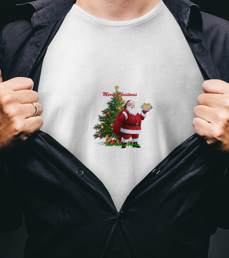 Merry Christmas Santa Claus New Year Party Pancakes T-Shirt
