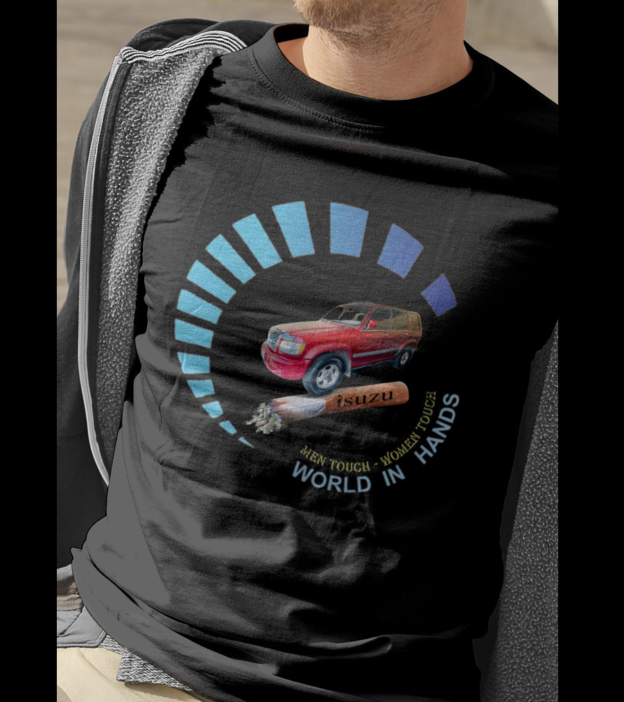Isuzu Trooper Men Tough Women Tough World In Hands T-Shirt