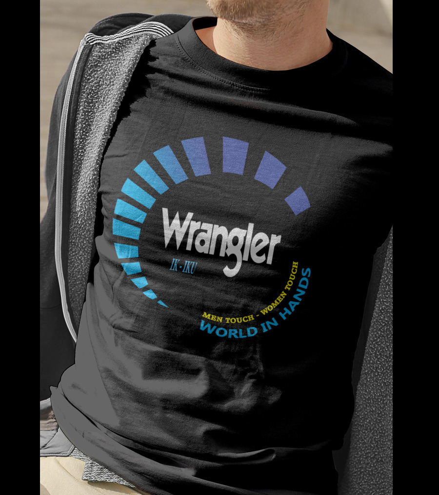 Wrangler IK IKU Men Touch Women Touch World In Hands T-Shirt