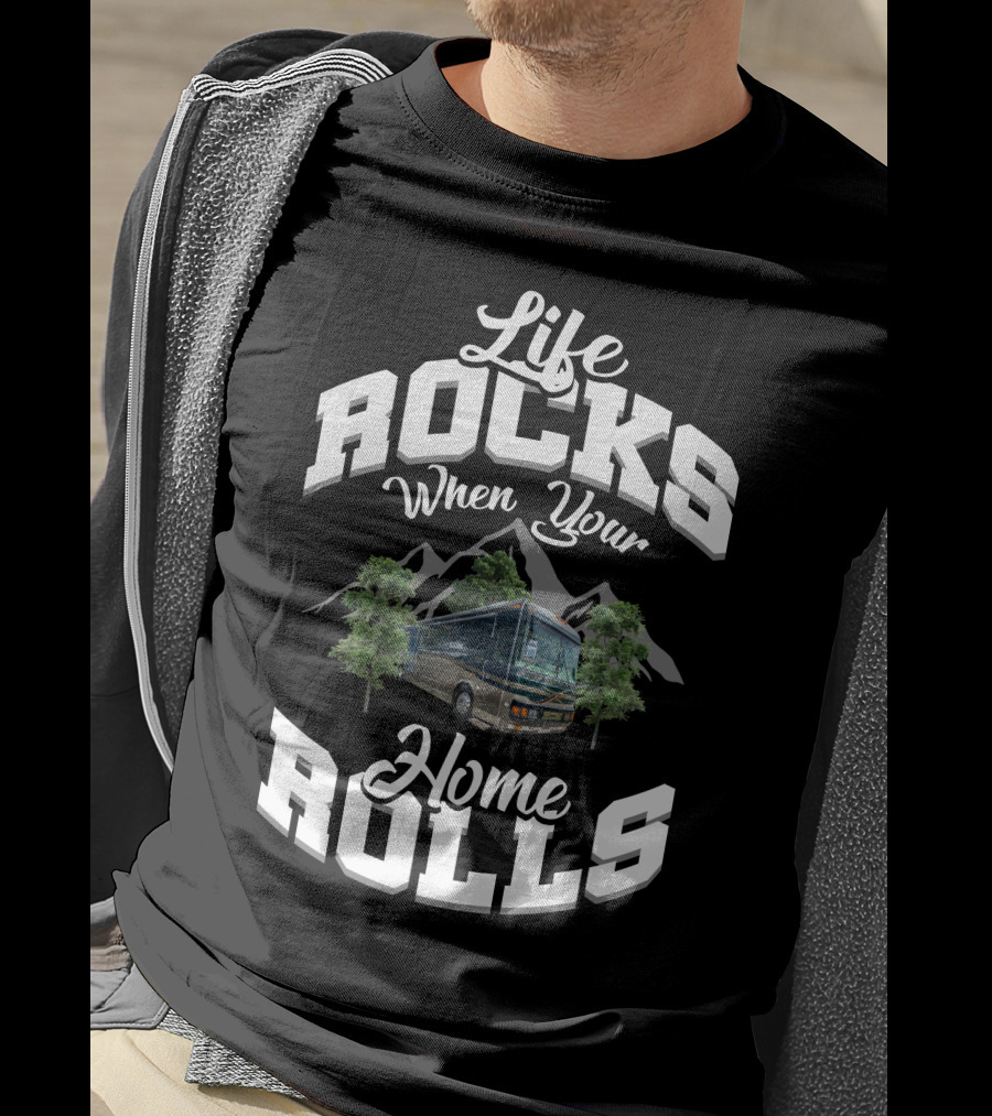 Life Rocks When Your Home Rolls 2000 Blue Bird Lxi T-Shirt