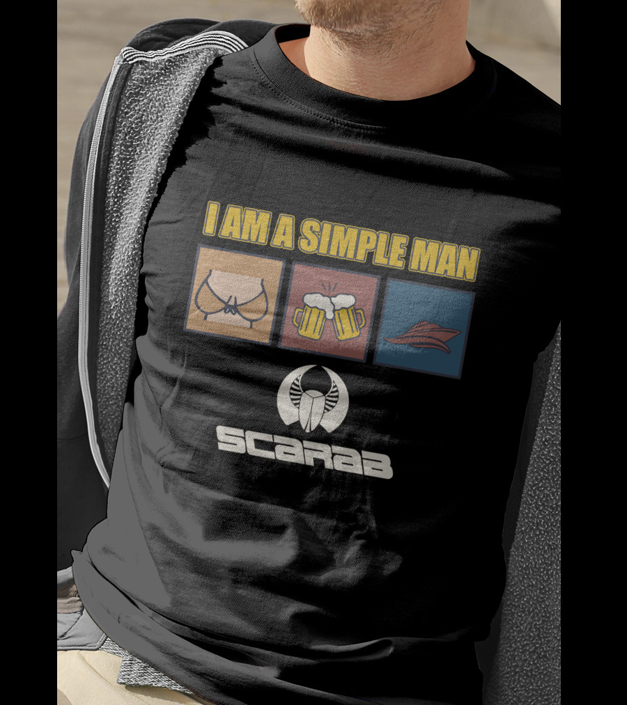 I Am A Simple Man Scarab Boats Beer Wings T-Shirt