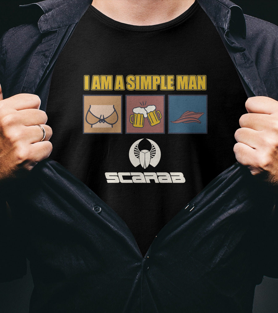 I Am A Simple Man Scarab Boats Beer Wings T-Shirt