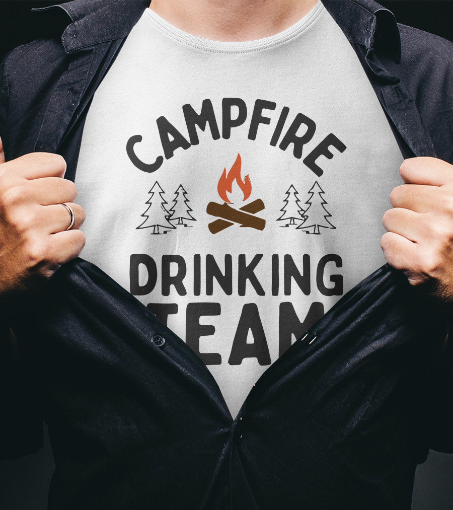 Campfire Drinking Team Camping Vectorized T-Shirt