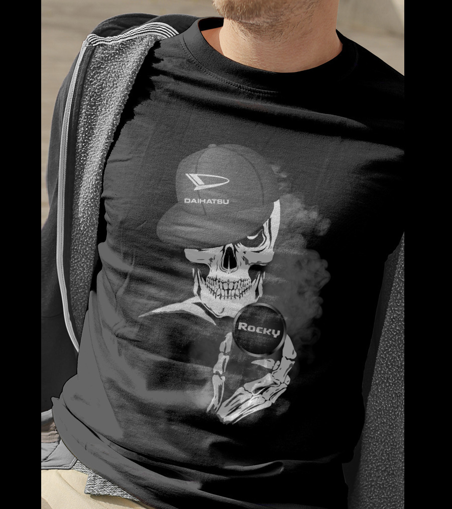 Daihatsu Rocky Skull With Hat And Smoke T-Shirt
