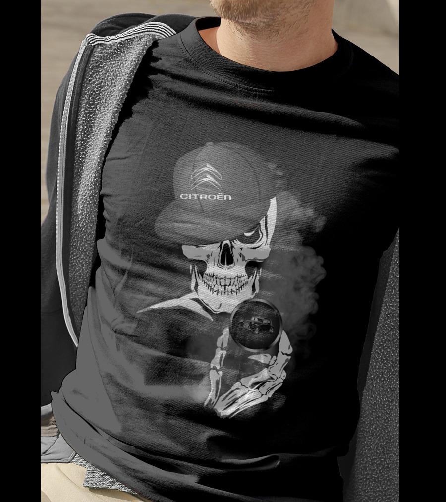 Citroen Traction Skeleton With Cap And Smoke T-Shirt