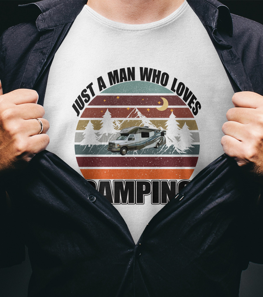 Just A Man Who Loves Camping Winnebago Class C Motorhomes T-Shirt