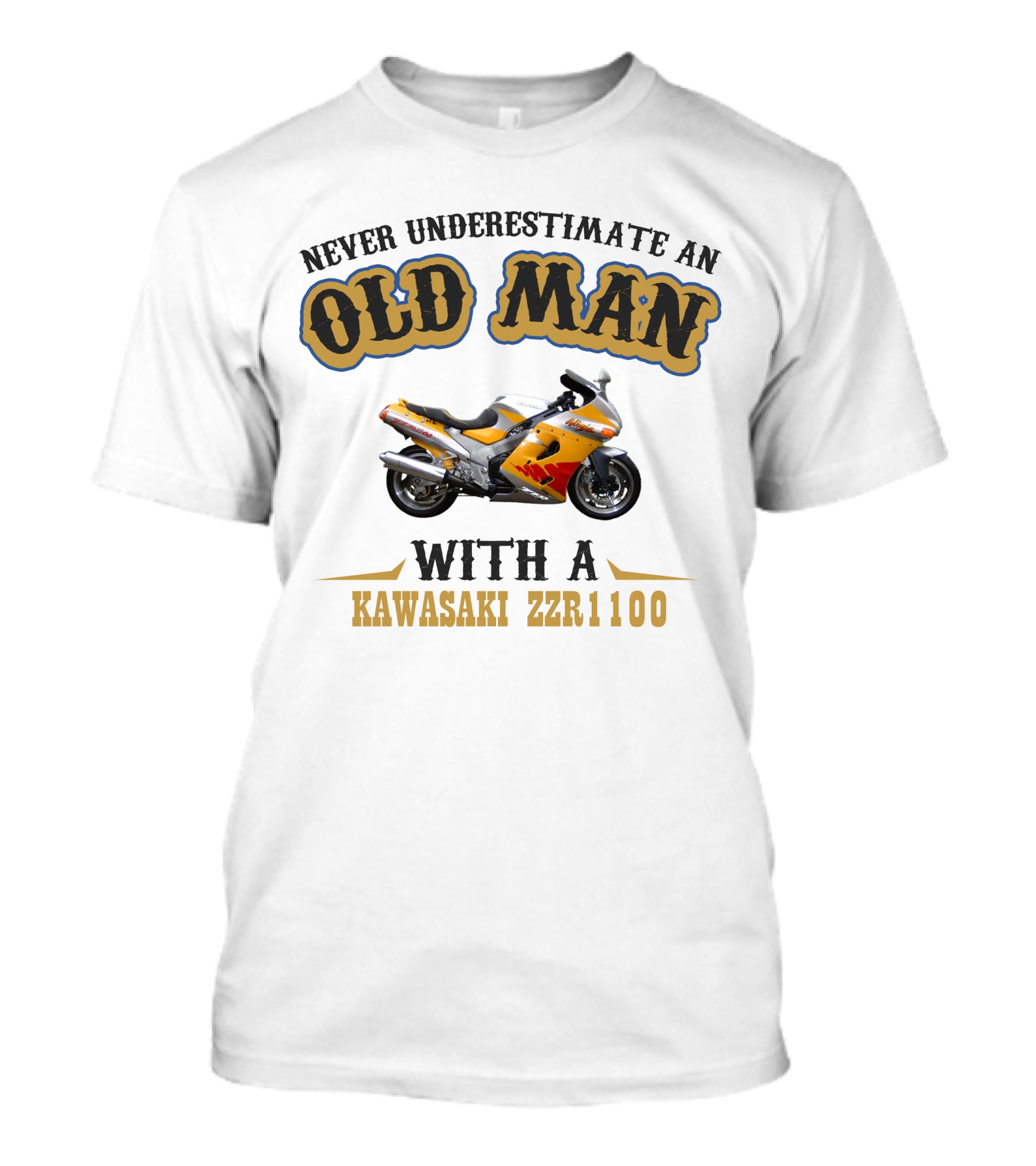 Never Underestimate An Old Man With A Kawasaki ZZR1100 T-Shirt