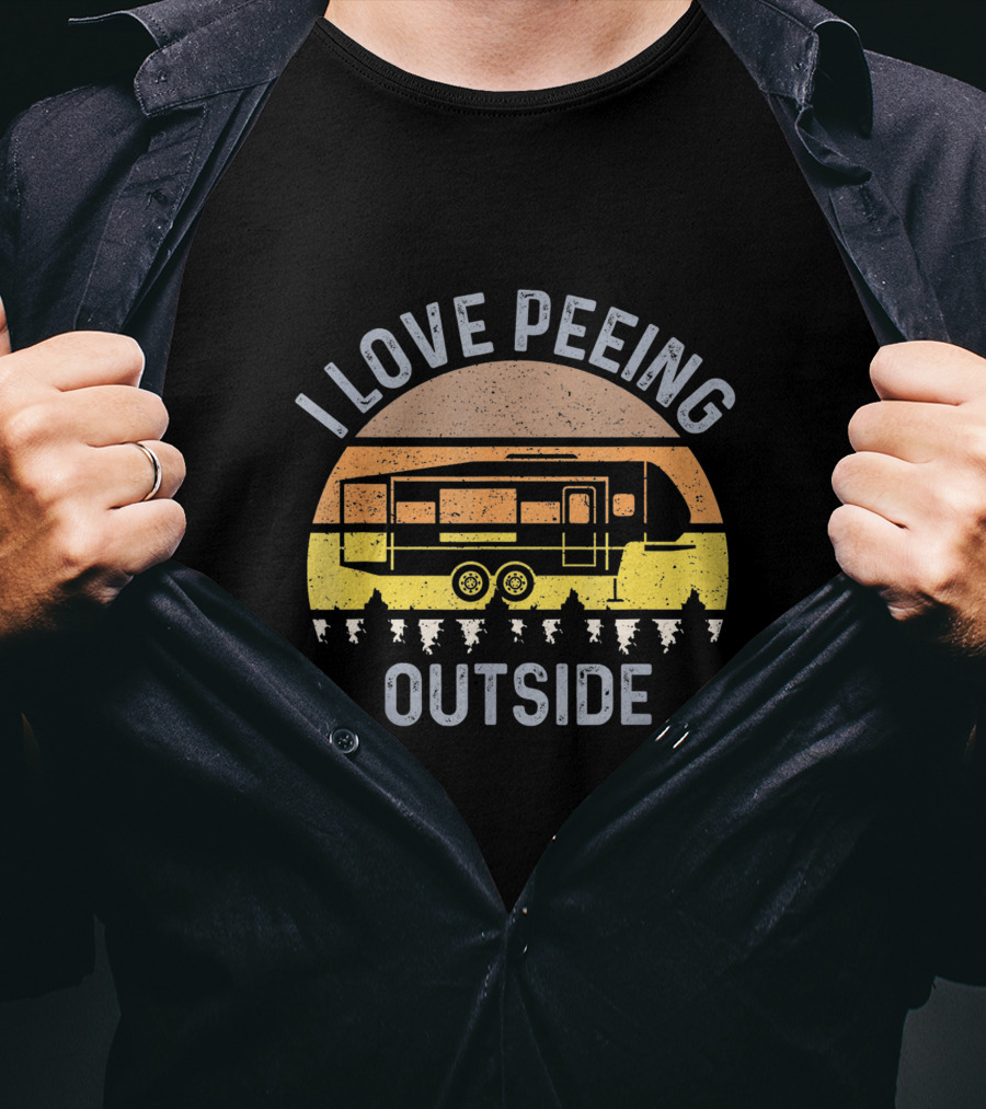 I Love Peeing Outside Camping Trailer Sunset T-Shirt