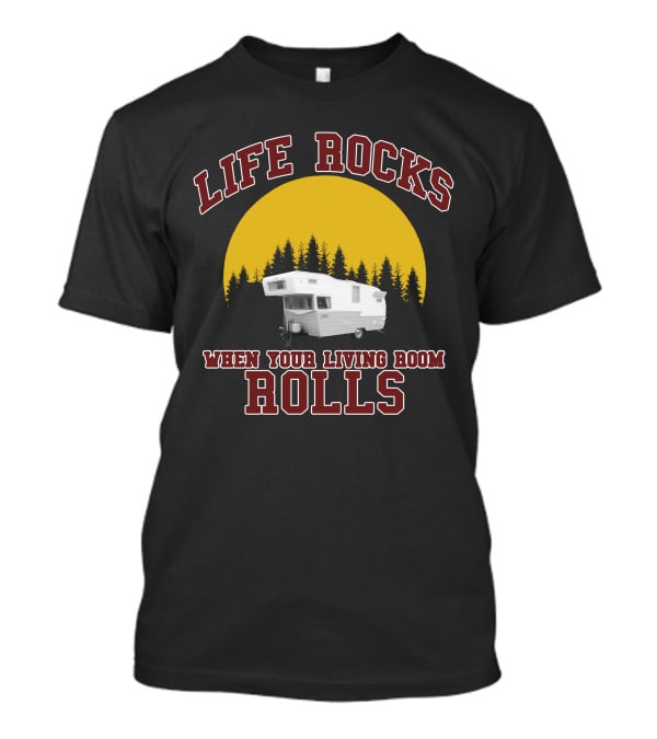 Life Rocks When Your Living Room Rolls Vintage Camper Retro Sunset T-Shirt