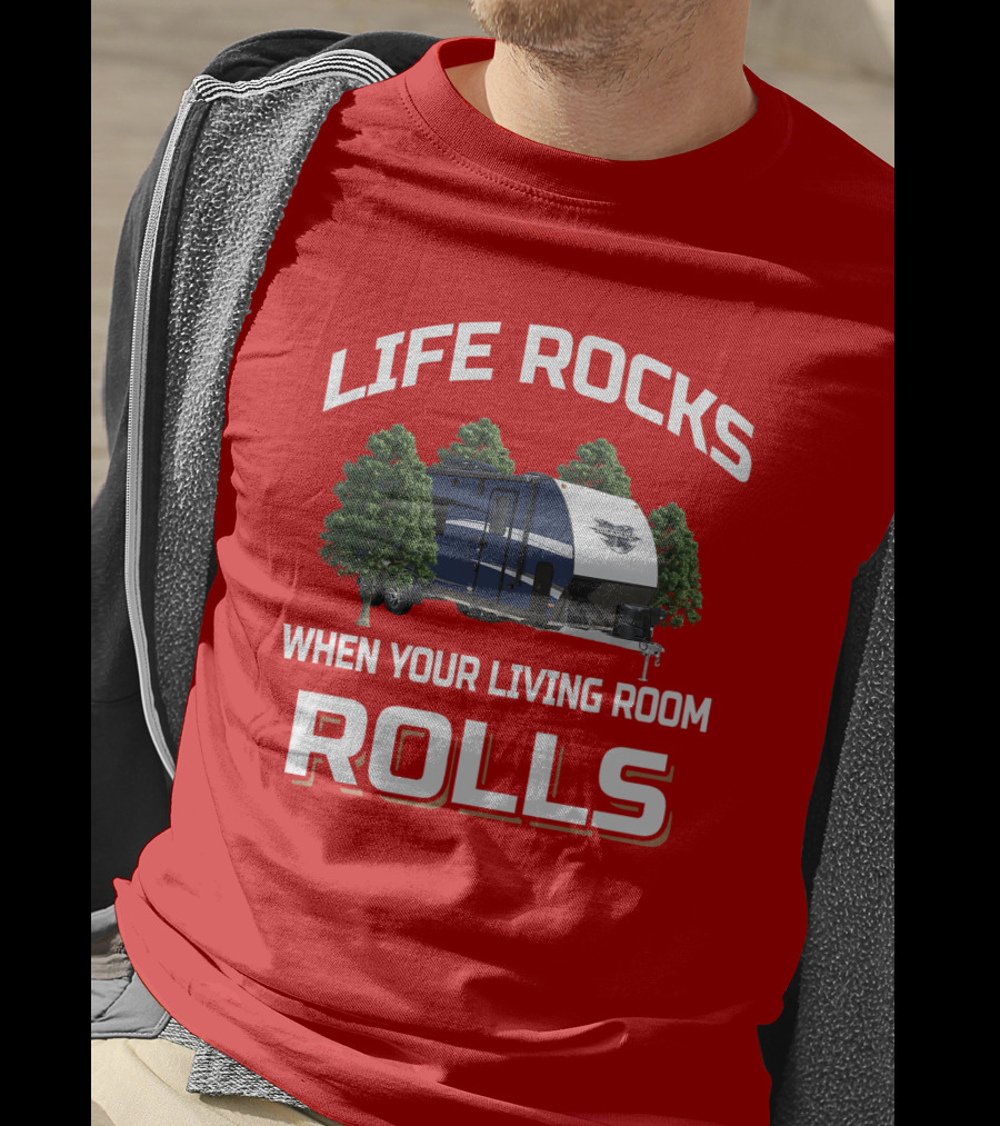 LIFE ROCKS WHEN YOUR LIVING ROOM ROLLS Livin Lite Quicksilver T-Shirt