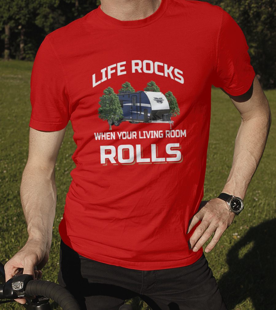 LIFE ROCKS WHEN YOUR LIVING ROOM ROLLS Livin Lite Quicksilver T-Shirt