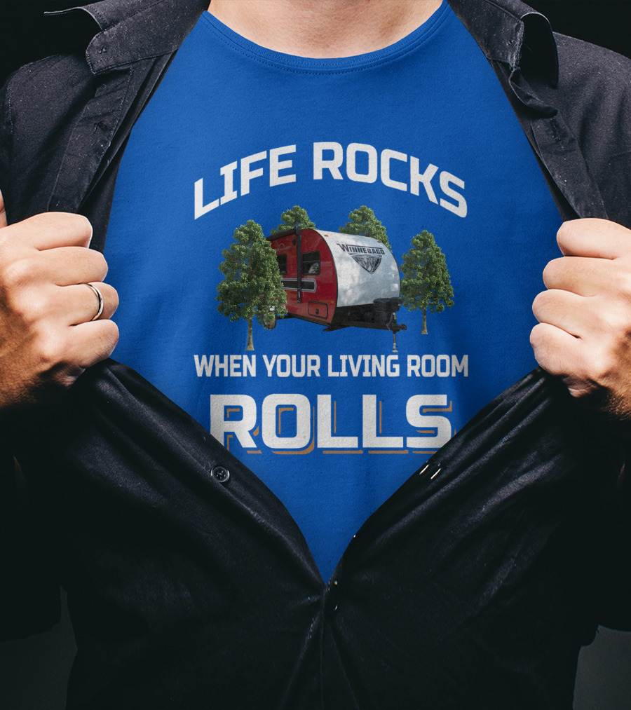 Life Rocks When Your Living Room Rolls Vintage Rv Camping T-Shirt