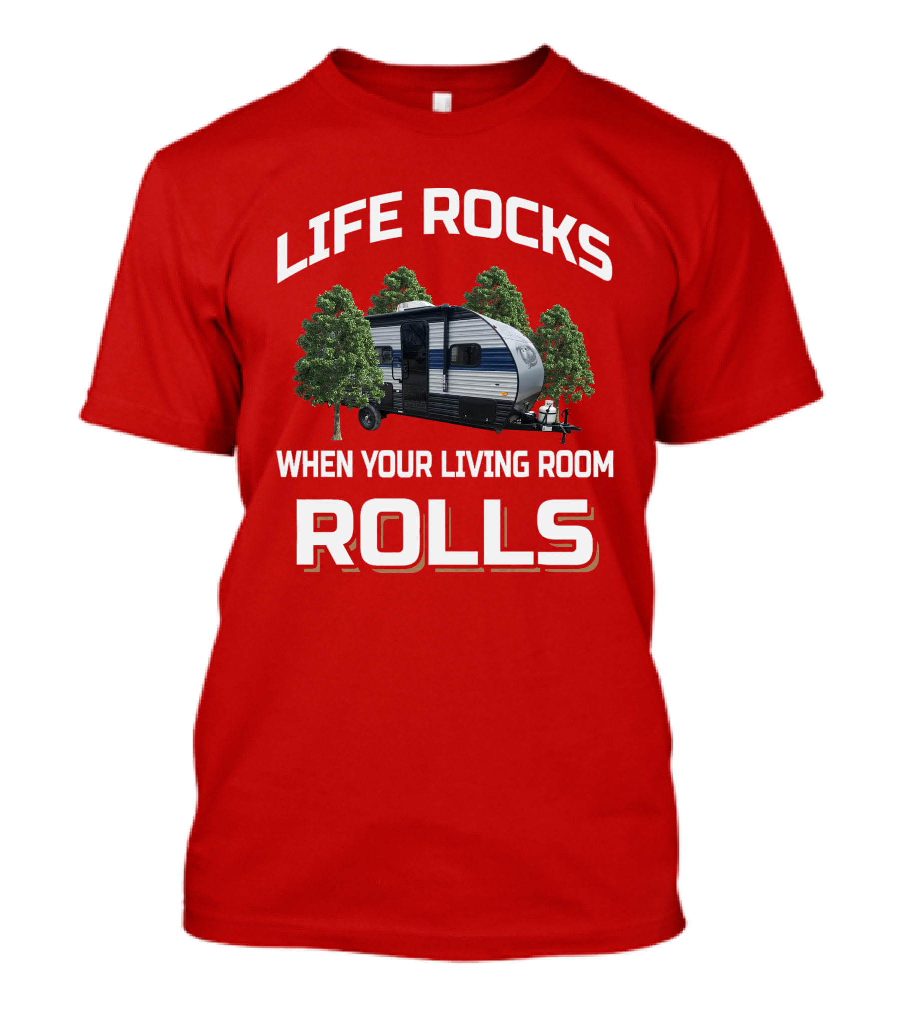 LIFE ROCKS WHEN YOUR LIVING ROOM ROLLS Wolf Pup RV T-Shirt