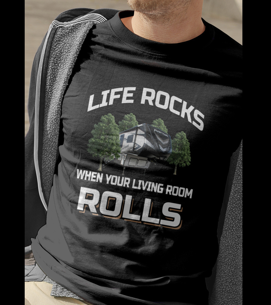 LIFE ROCKS WHEN YOUR LIVING ROOM ROLLS KS Raptor 351 T-Shirt