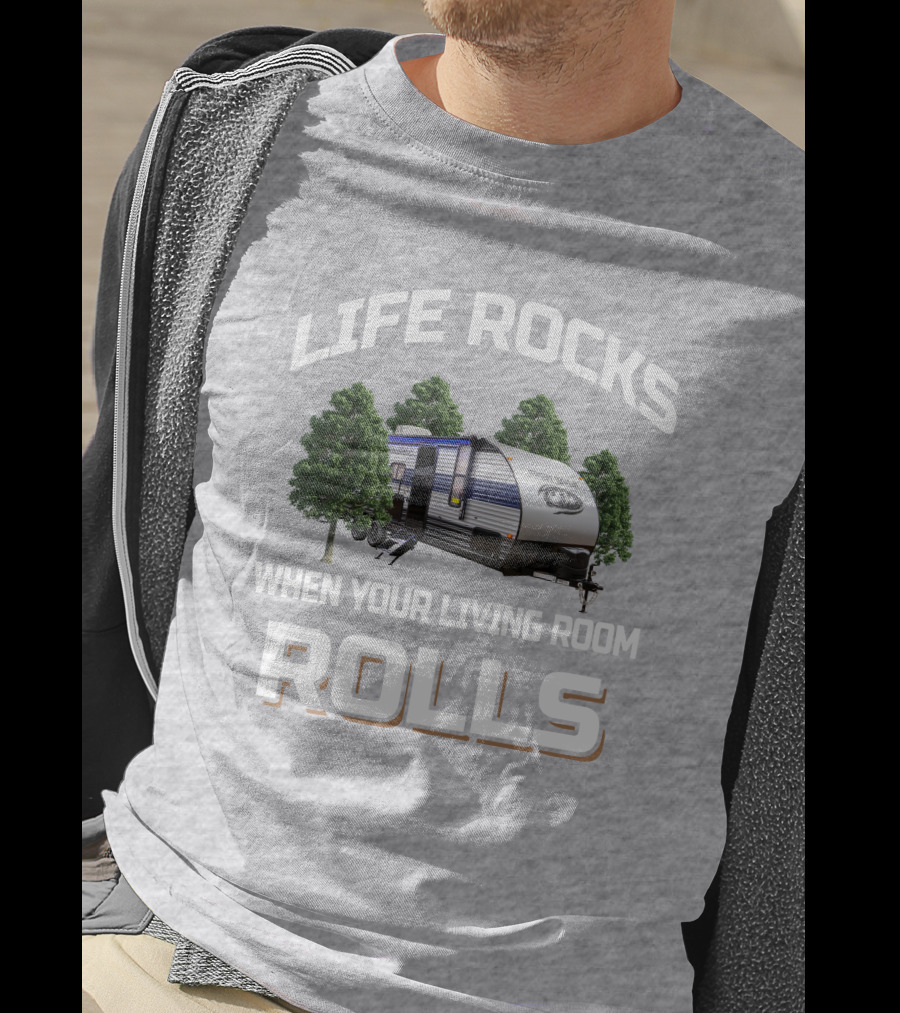 LIFE ROCKS WHEN YOUR LIVING ROOM ROLLS Grey Wolf DBH T-Shirt
