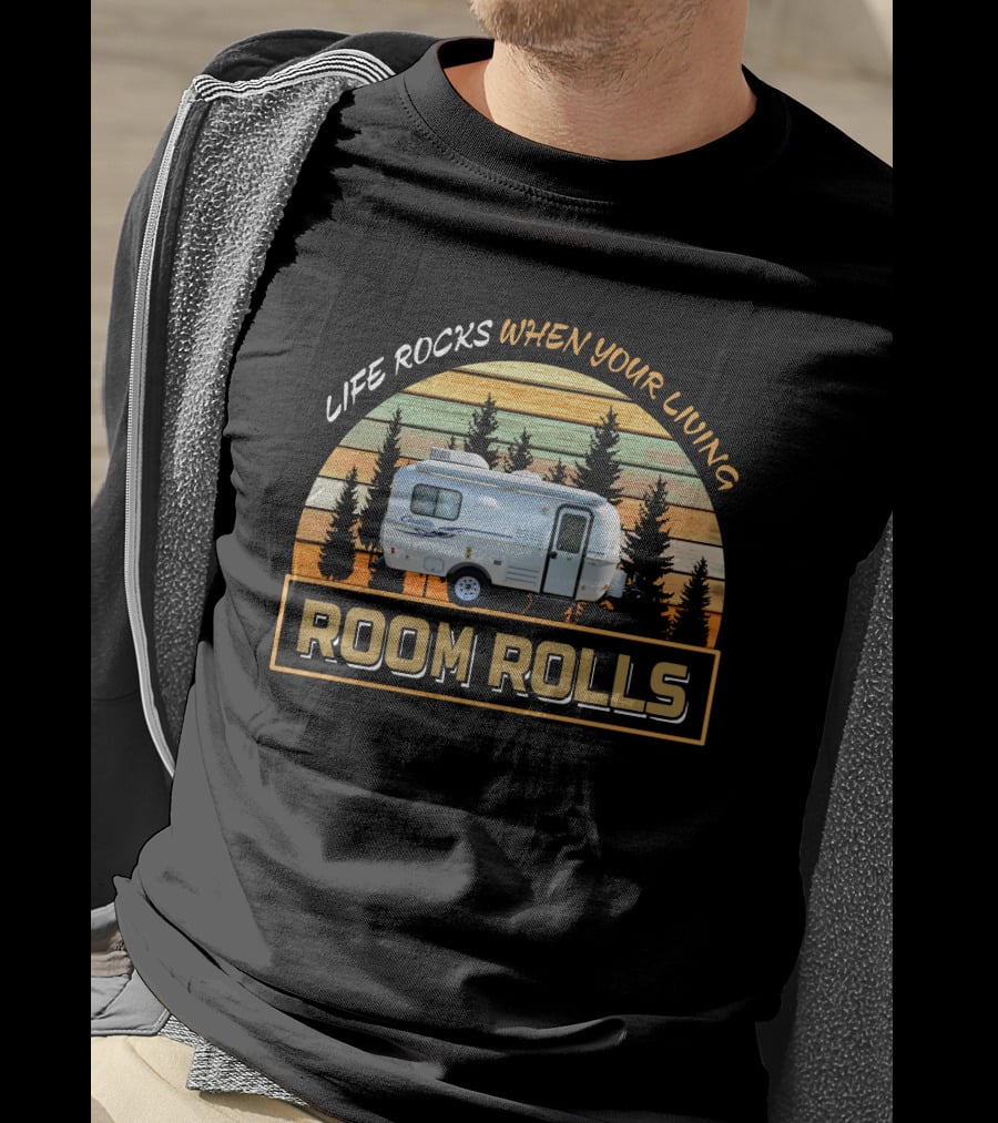 Life Rocks When Your Living Room Rolls Casita 17ft Caravan Forest Vintage Retro Camper T-Shirt