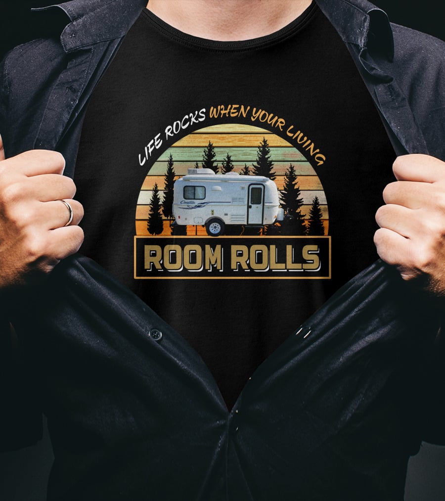 Life Rocks When Your Living Room Rolls Casita 17ft Caravan Forest Vintage Retro Camper T-Shirt