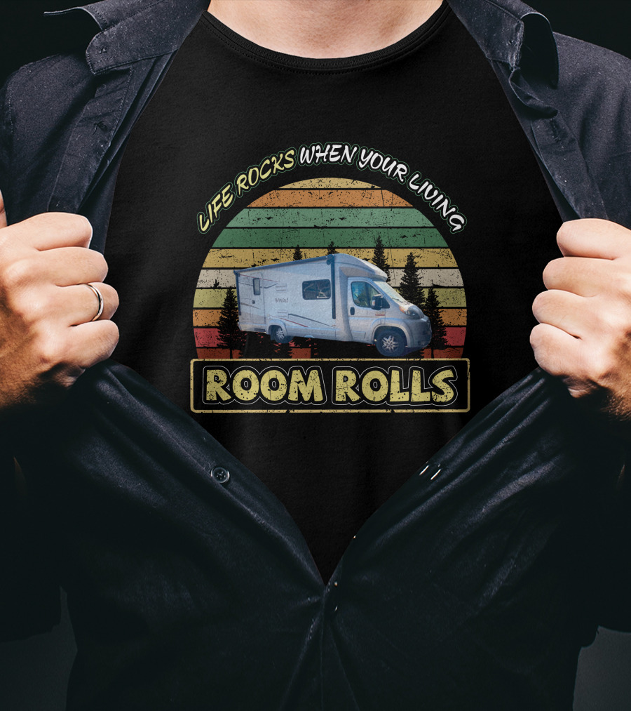 Life Rocks When Your Living Room Rolls Itasca Viva Camper Retro Stripe T-Shirt