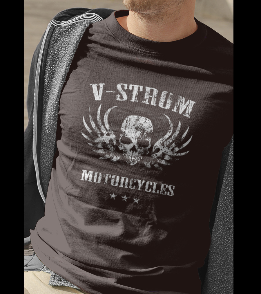 V-Strom Motorcycles Skull Wings Stars T-Shirt