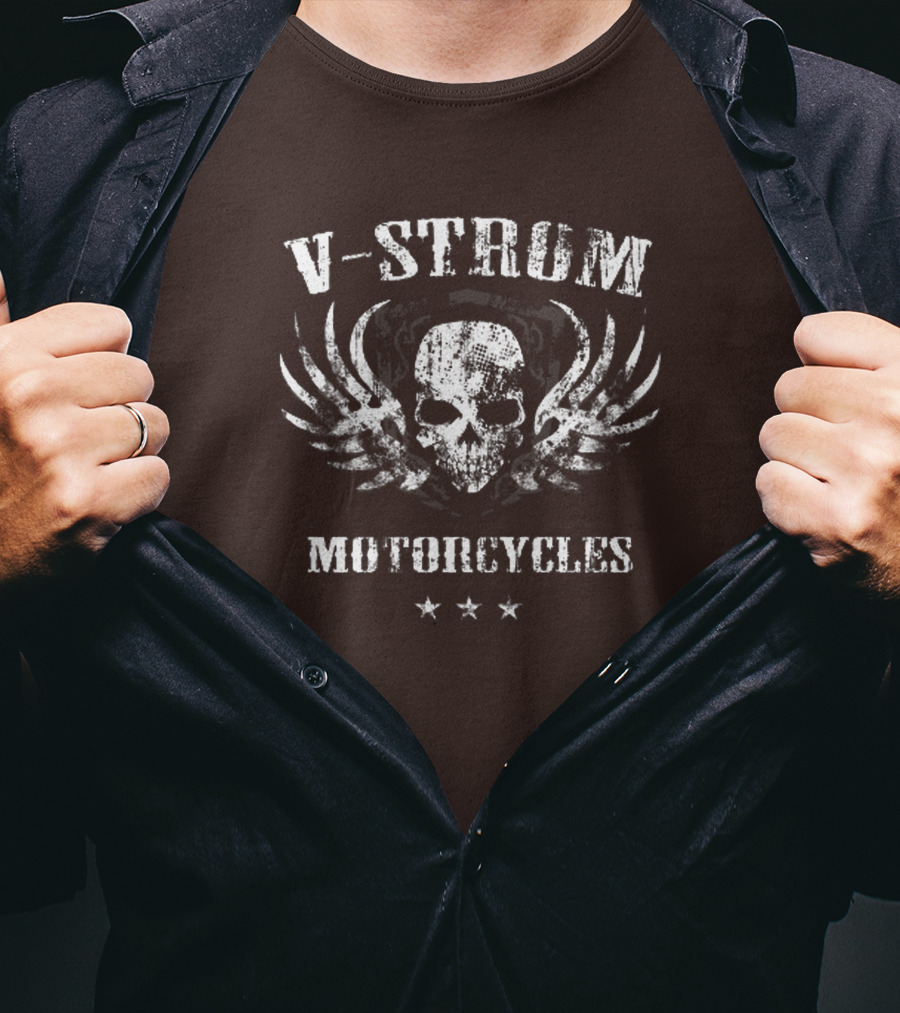 V-Strom Motorcycles Skull Wings Stars T-Shirt