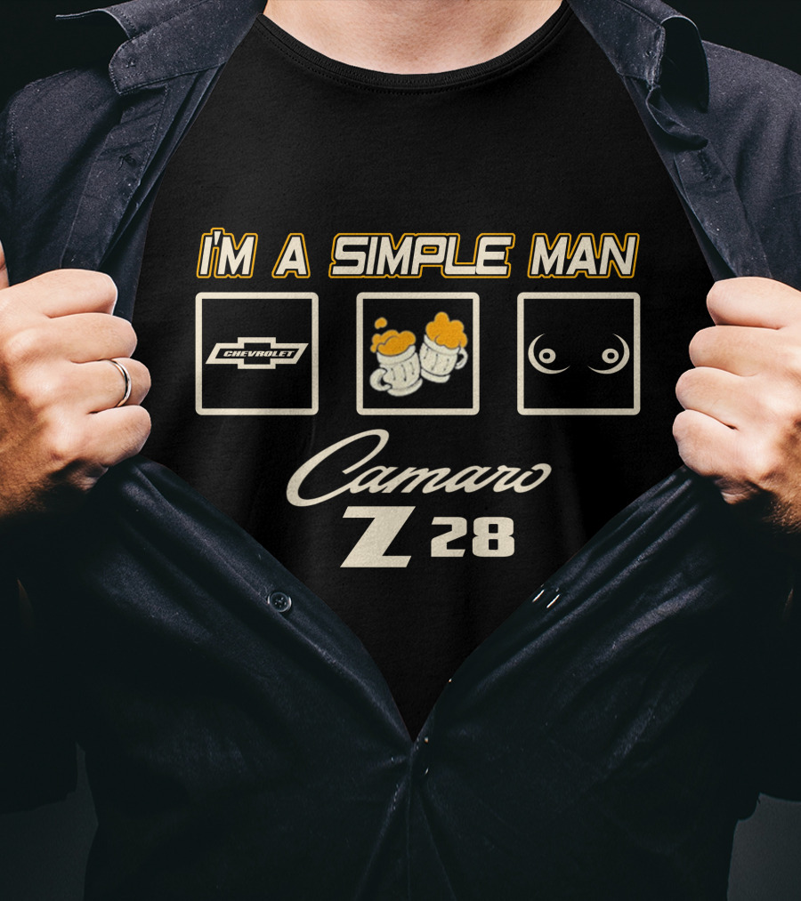 I'm A Simple Man Chevrolet Camaro Z28 Beer T-Shirt