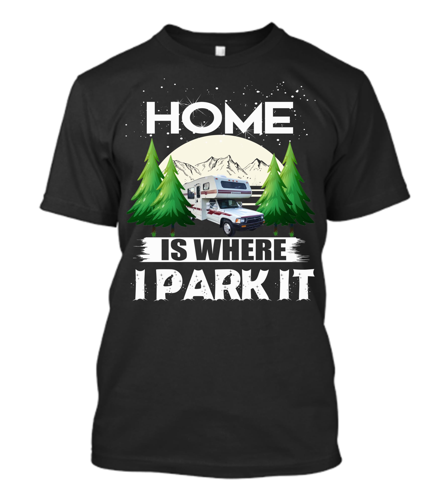 Home Is Where I Park It 1993 Toyota Winnebago Warrior Mountain Adventure Scene T-Shirt