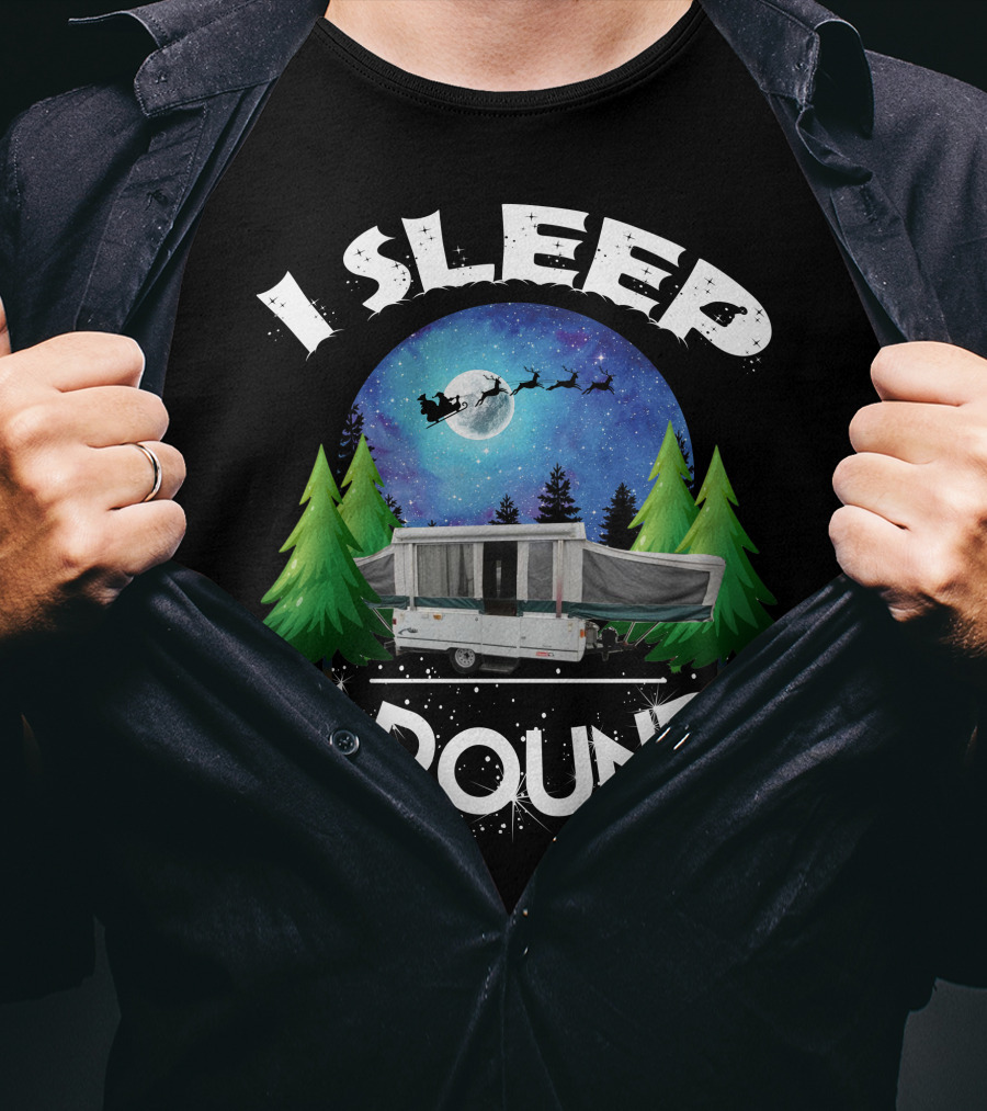 I Sleep Around Coleman Sedona Camper Night Sky Forest Scene T-Shirt