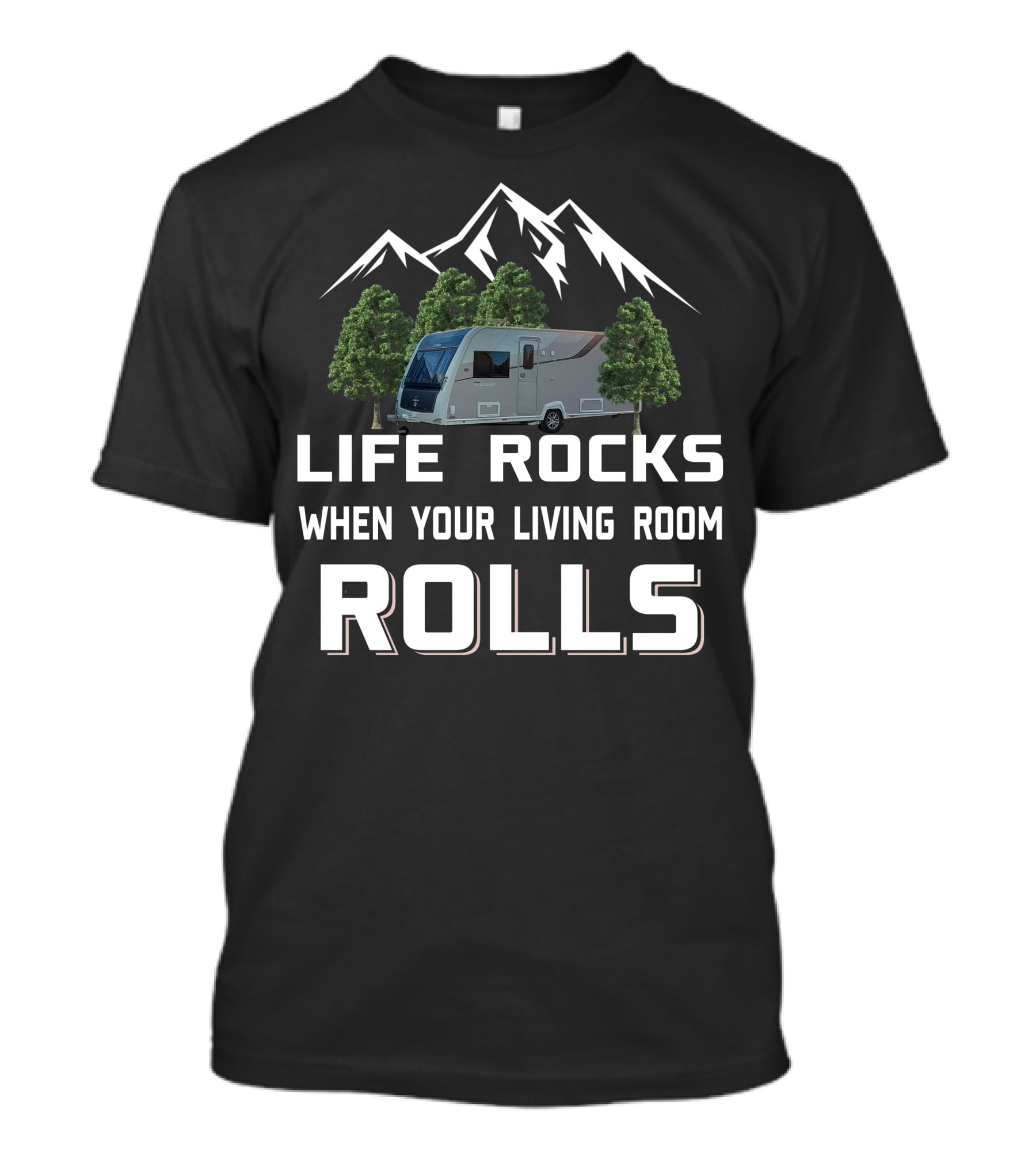 LIFE ROCKS WHEN YOUR LIVING ROOM ROLLS Elddis Crusader T-Shirt