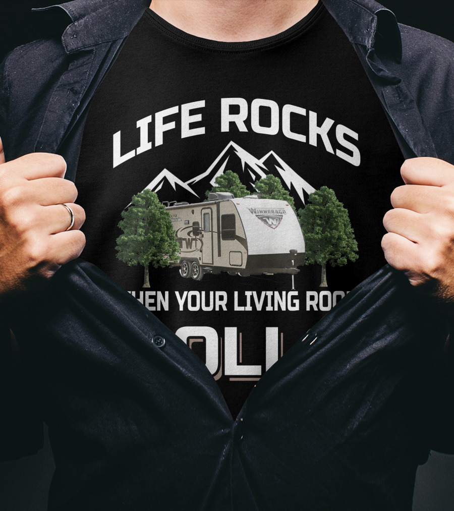Life Rocks When Your Living Room Rolls Winnebago Micro Minnie T-Shirt