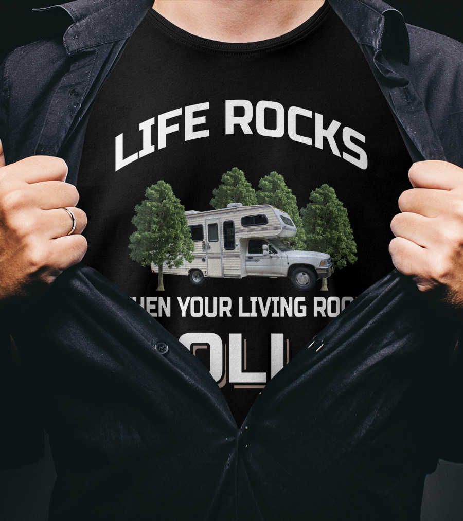 Life Rocks When Your Living Room Rolls 1989 Toyota Dolphin T-Shirt