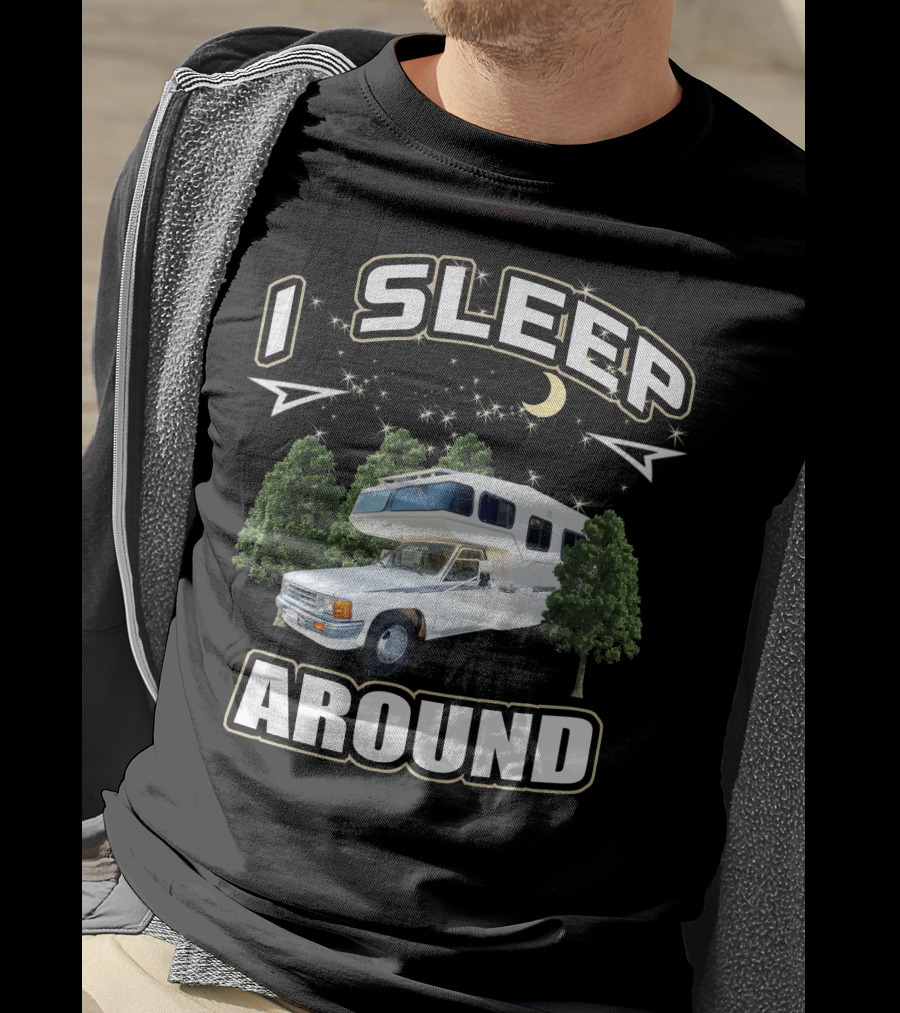 1987 Toyota Sunrader I Sleep Around Camper Moon Trees T-Shirt
