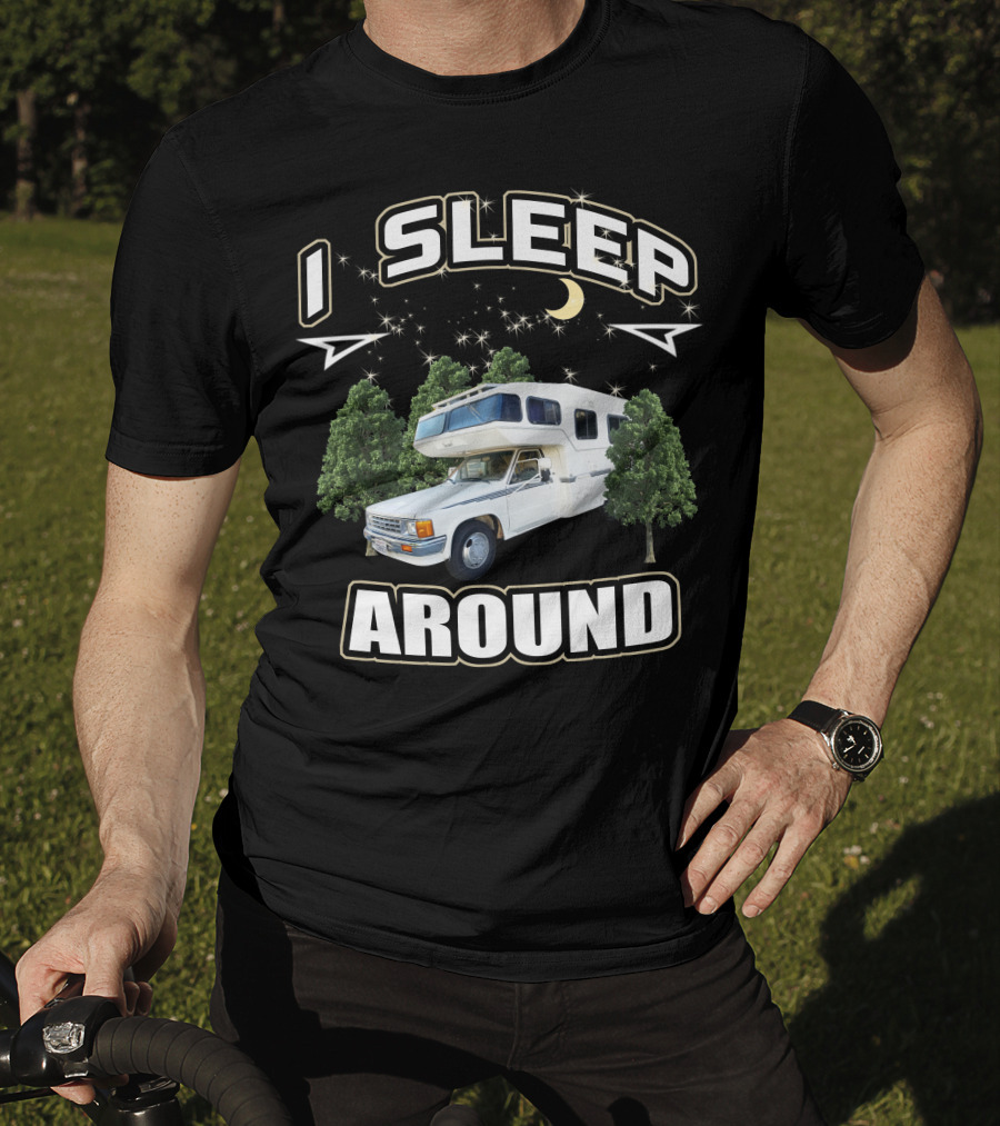 1987 Toyota Sunrader I Sleep Around Camper Moon Trees T-Shirt