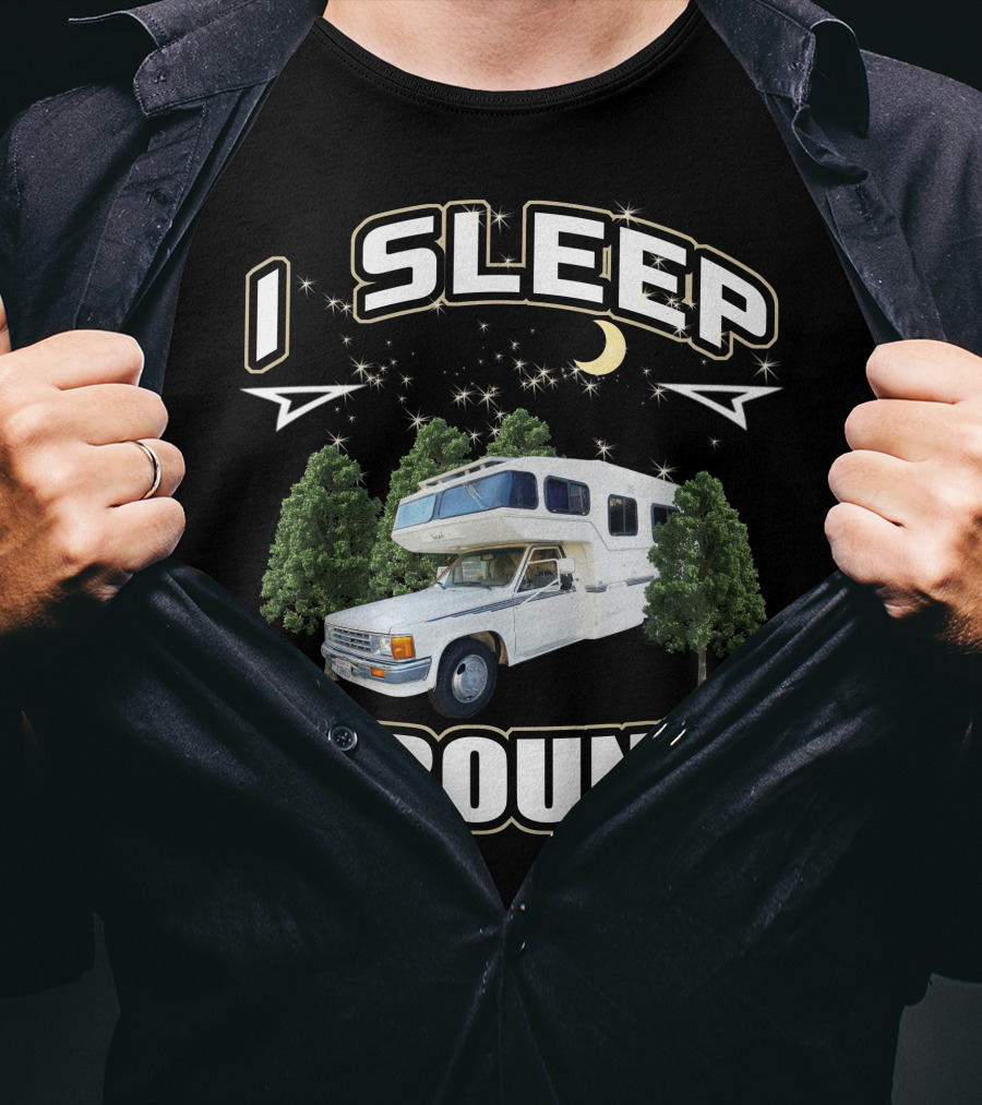 1987 Toyota Sunrader I Sleep Around Camper Moon Trees T-Shirt