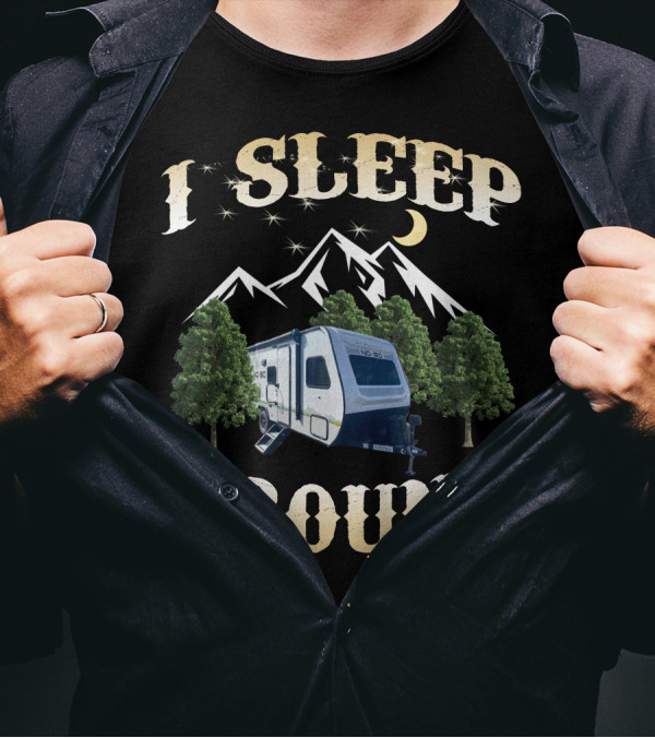 I Sleep Around No Boundaries RV Camper Mountains Trees Moon T-Shirt