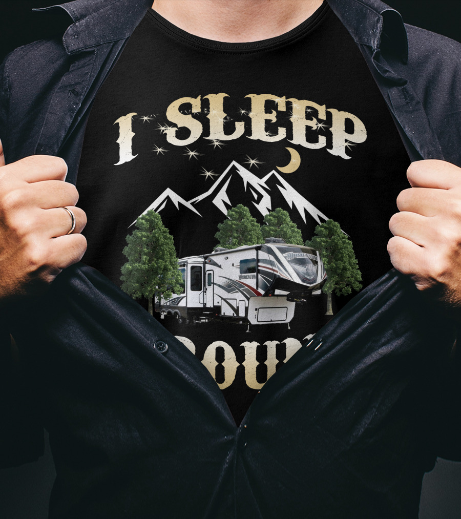 I Sleep Around Grand Design Momentum 397th Camper Mountain Trees Moon T-Shirt