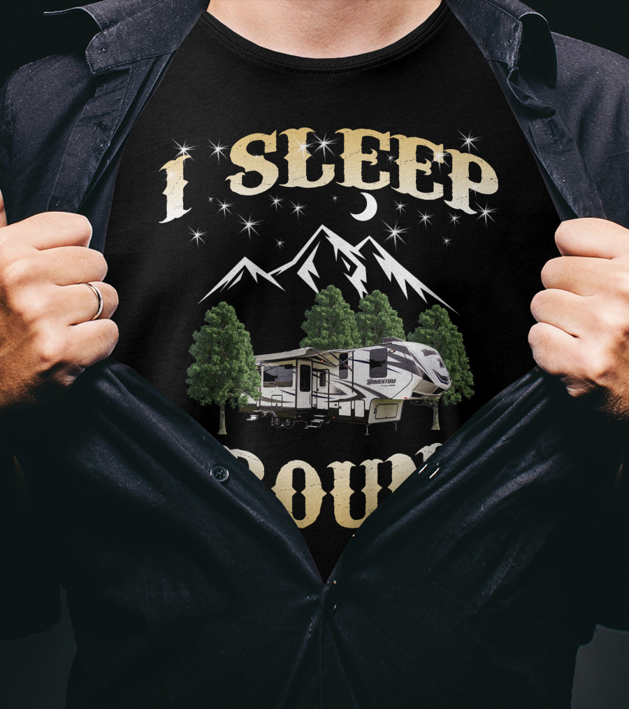 I Sleep Around Grand Design Momentum 349m Mountain Camper Adventure T-Shirt