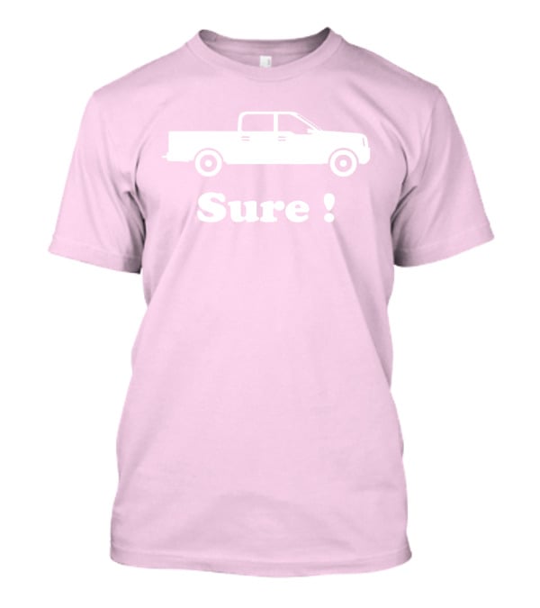 Sure Truck White Silhouette Pink Background T-Shirt